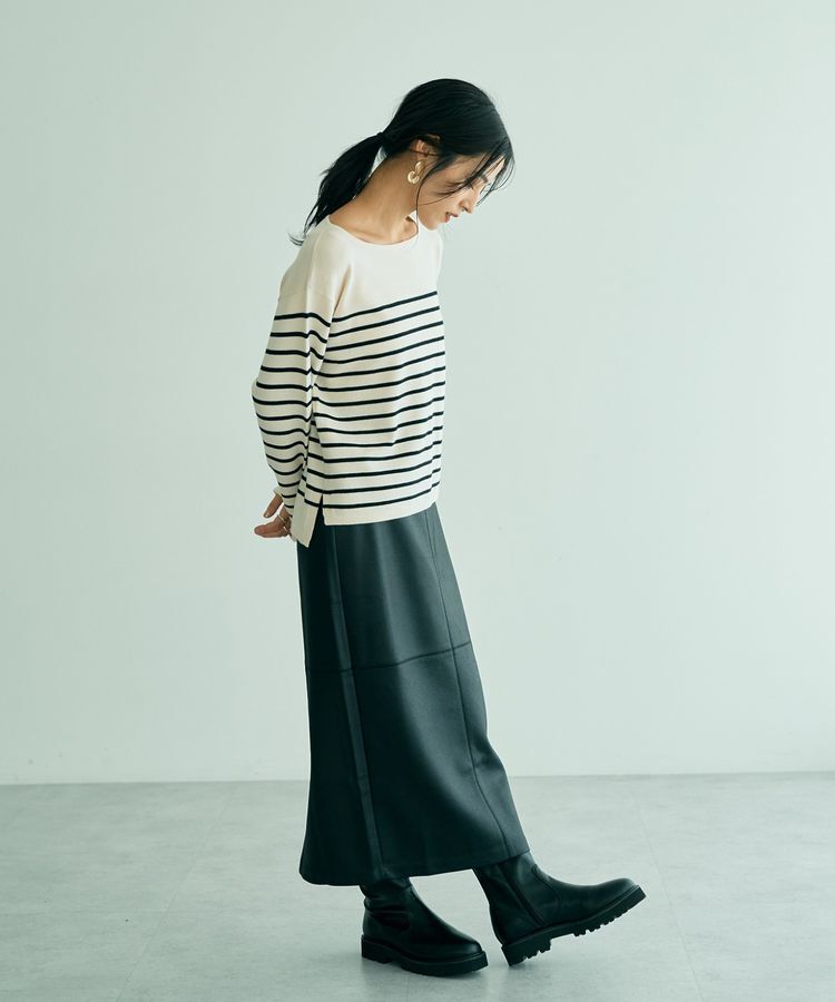 YECCA VECCA「ボーダーボートネックニット」|ニット・セーター|