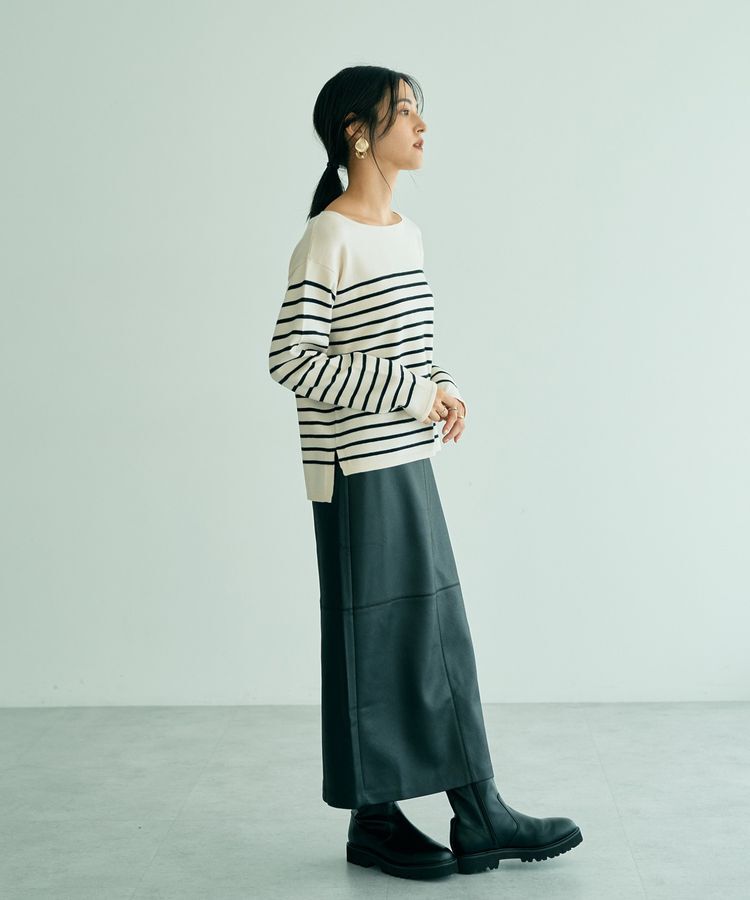YECCA VECCA「ボーダーボートネックニット」|ニット・セーター|