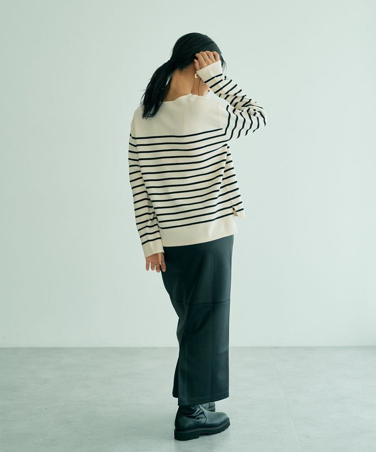 YECCA VECCA「ボーダーボートネックニット」|ニット・セーター|