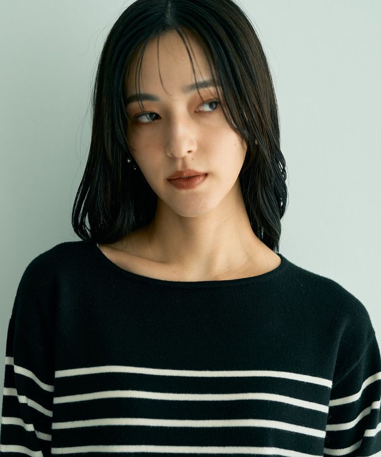 YECCA VECCA「ボーダーボートネックニット」|ニット・セーター|