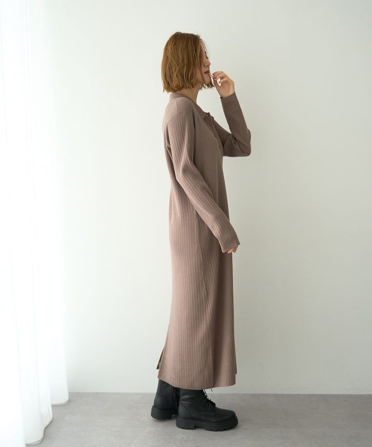 YECCA VECCA「襟付きニットワンピース」|ワンピース|