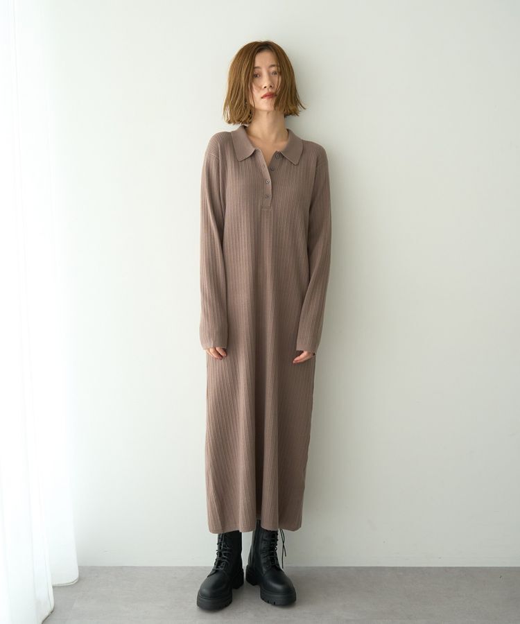 YECCA VECCA「襟付きニットワンピース」|ワンピース|