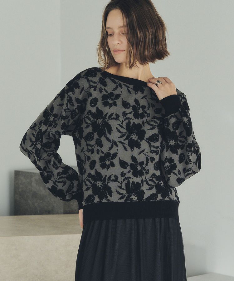 YECCA VECCA「フラワー柄ふくれジャガードニット」|ニット・セーター|