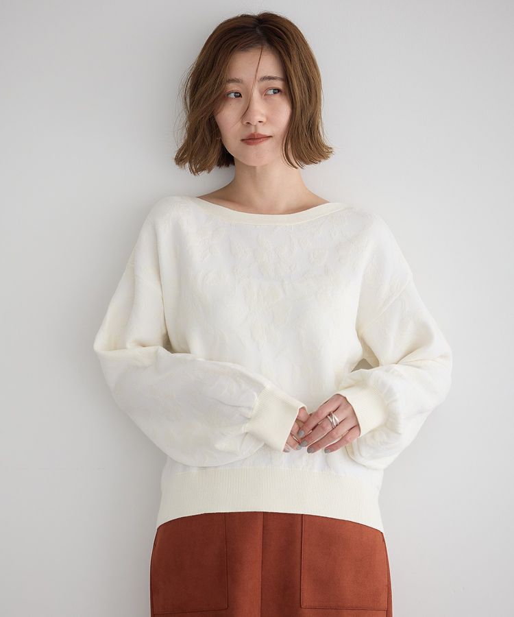 YECCA VECCA「フラワー柄ふくれジャガードニット」|ニット・セーター|