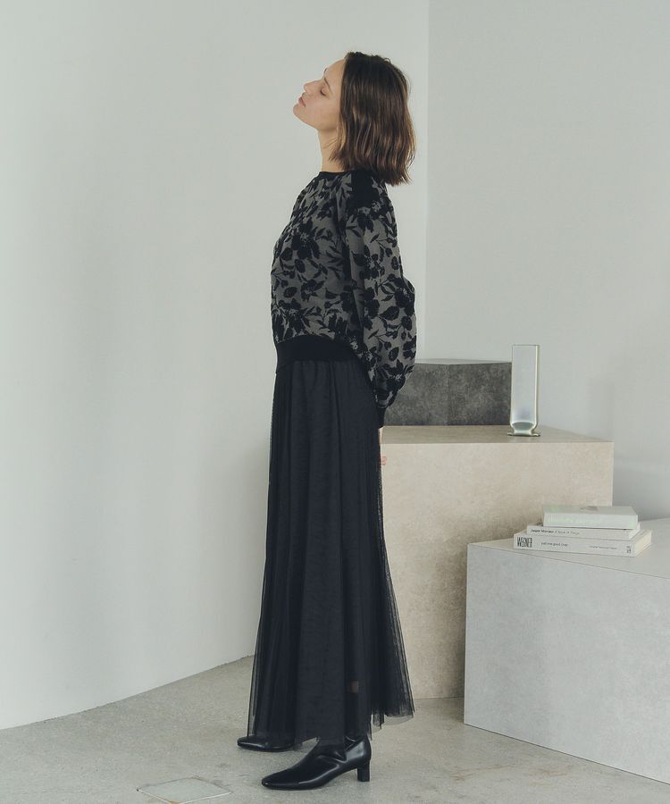 YECCA VECCA「フラワー柄ふくれジャガードニット」|ニット・セーター|