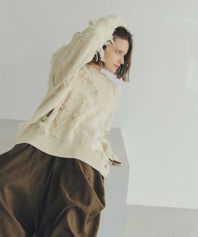 Editt by YECCA VECCA「スター柄フリンジルーズニット」|ニット・セーター|