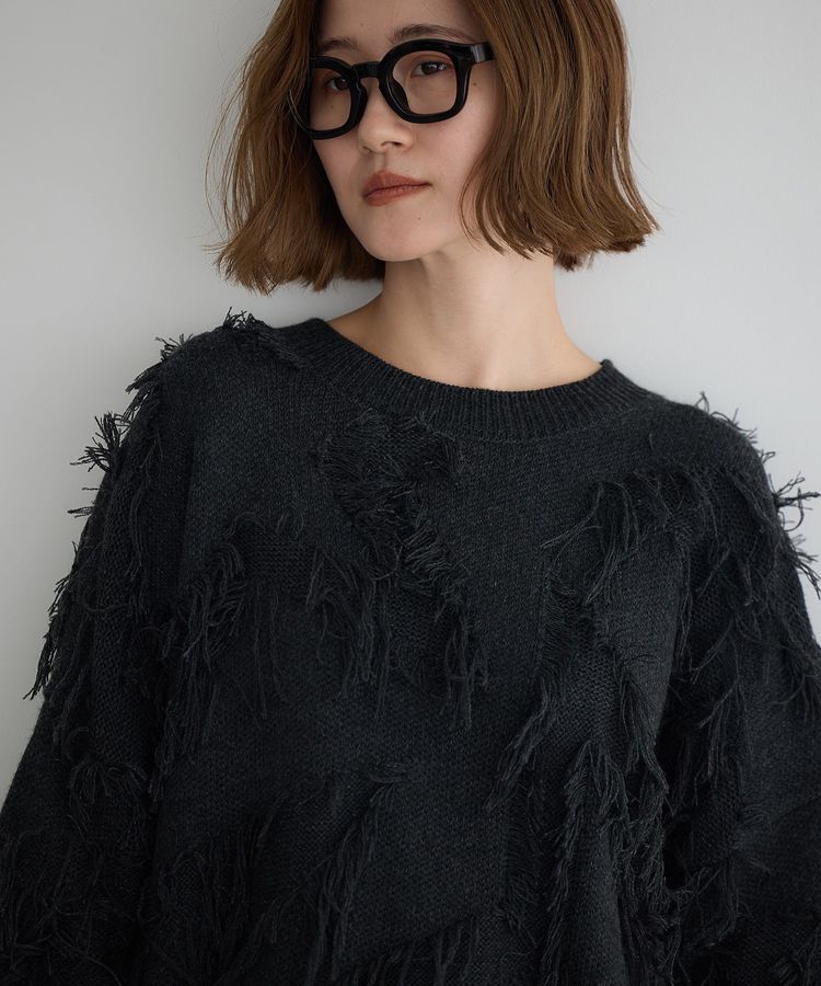 Editt by YECCA VECCA「スター柄フリンジルーズニット」|ニット・セーター|