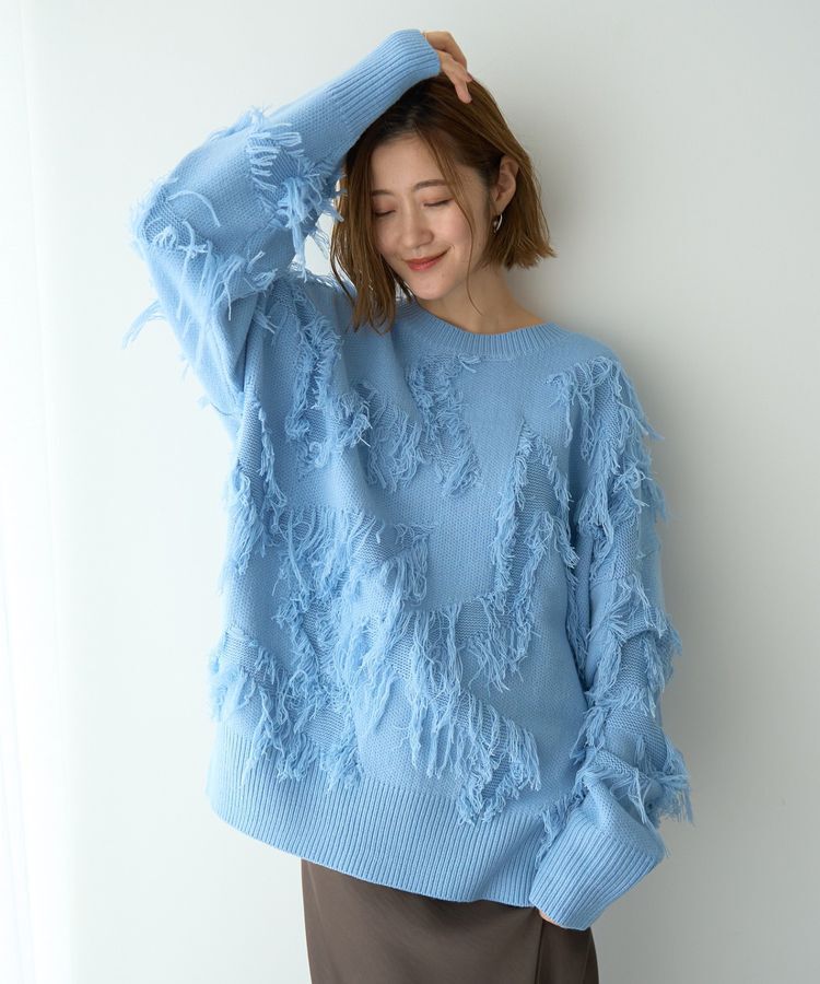 Editt by YECCA VECCA「スター柄フリンジルーズニット」|ニット・セーター|