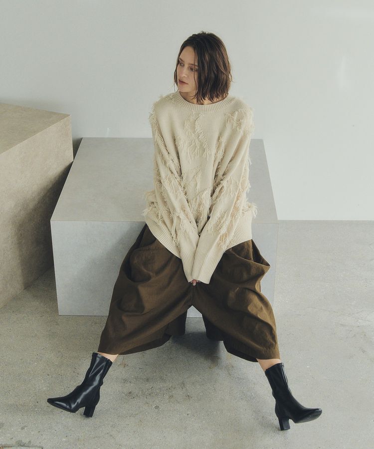 Editt by YECCA VECCA「スター柄フリンジルーズニット」|ニット・セーター|