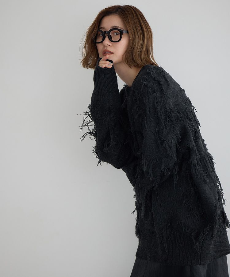 Editt by YECCA VECCA「スター柄フリンジルーズニット」|ニット・セーター|