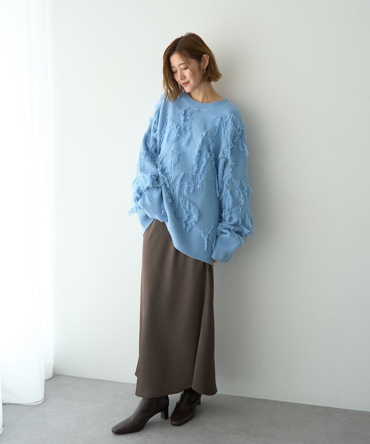 Editt by YECCA VECCA「スター柄フリンジルーズニット」|ニット・セーター|