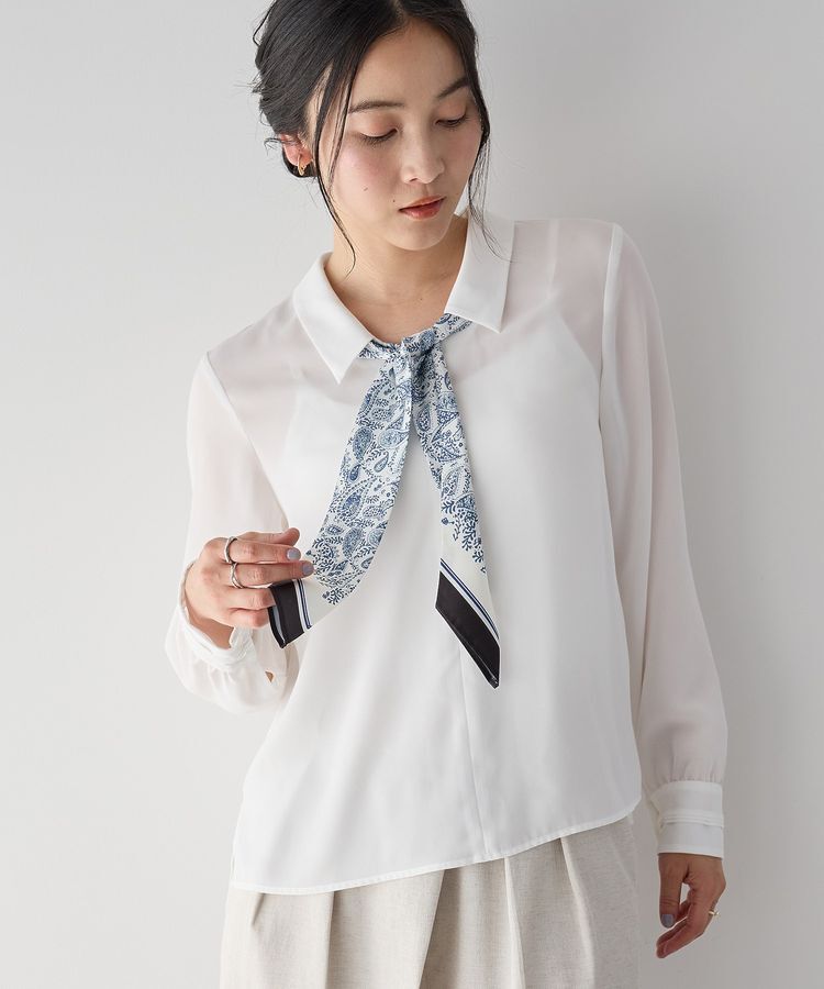 YECCA VECCA「スカーフ付きブラウス」|シャツ・ブラウス|Off White