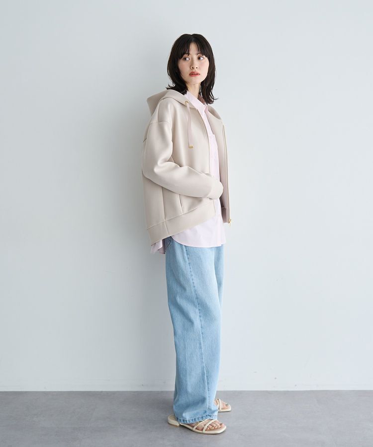 YECCA VECCA「バックプリーツZIPフーディー」|ブルゾン・スタジャン|