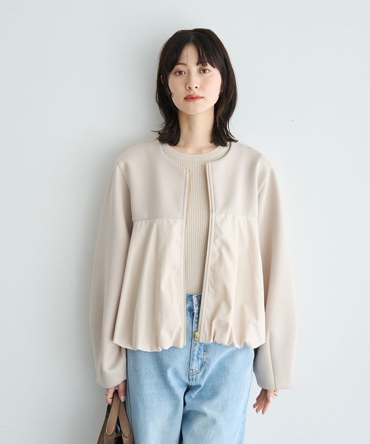 YECCA VECCA「異素材MIXバルーンブルゾン」|ブルゾン・スタジャン|