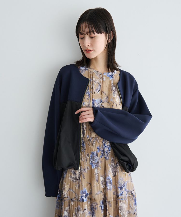 YECCA VECCA「異素材MIXバルーンブルゾン」|ブルゾン・スタジャン|