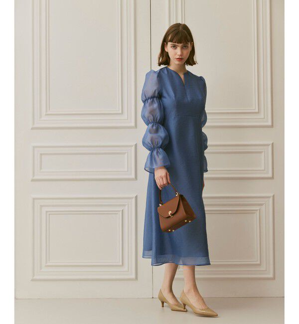 LOULOU WILLOUGHBY「【LOULOU WILLOUGHBY】ギャザーシフォンスリーブワンピース」|ワンピース|