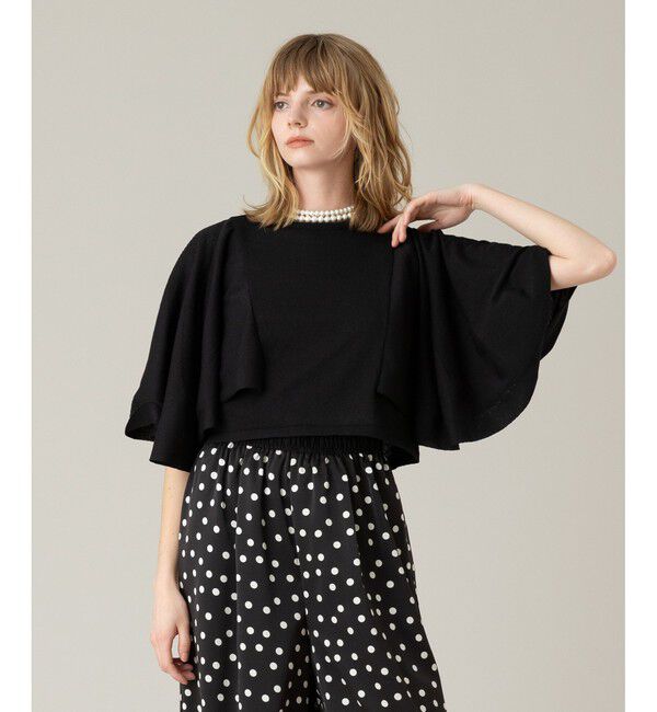 LOULOU WILLOUGHBY「【LOULOU WILLOUGHBY】ミニ丈フレアスリーブプルオーバー」|ニット・セーター|