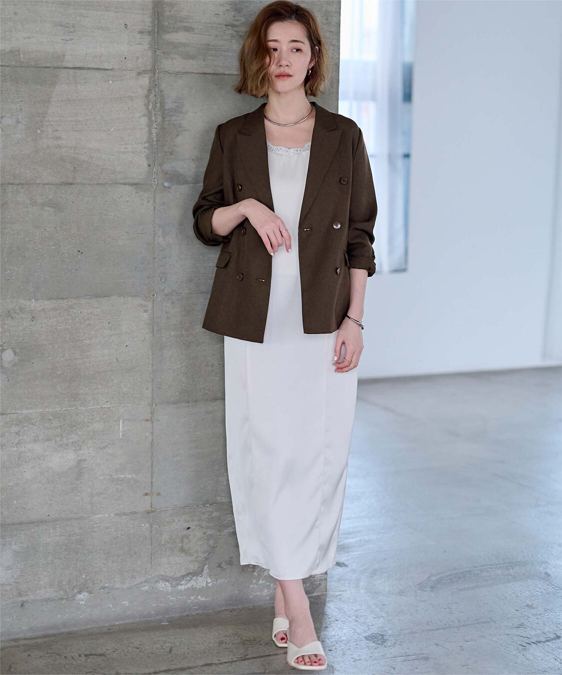 ur's「リネンライクダブルブレストジャケット」|テーラードジャケット|