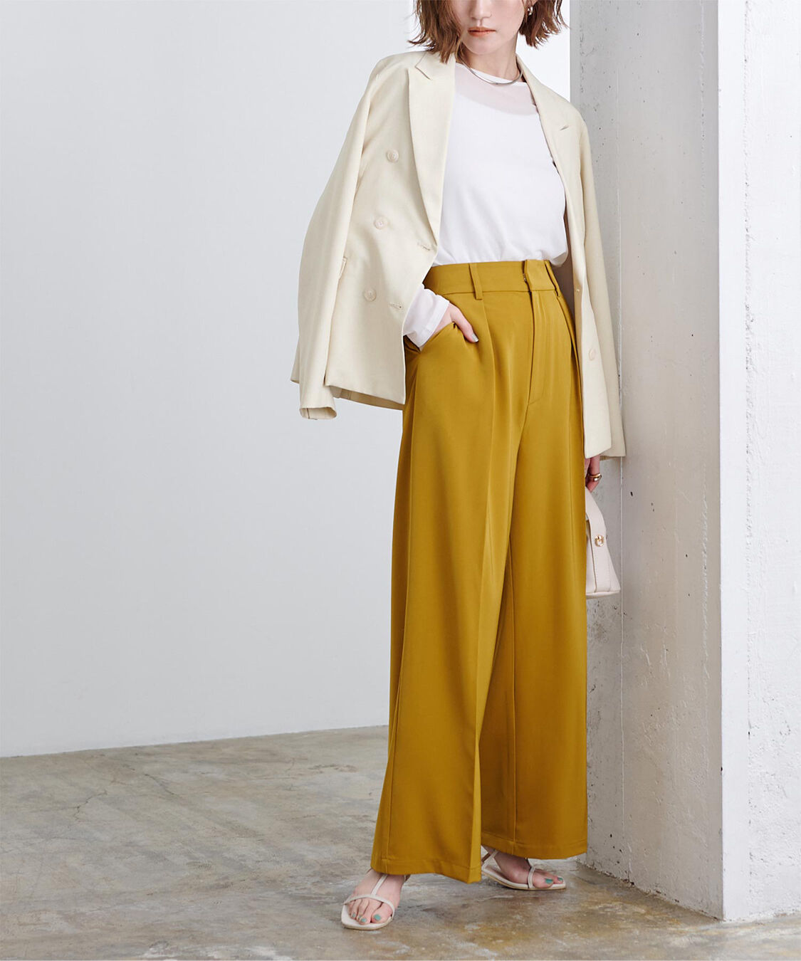 ur's「リネンライクダブルブレストジャケット」|テーラードジャケット|アイボリー