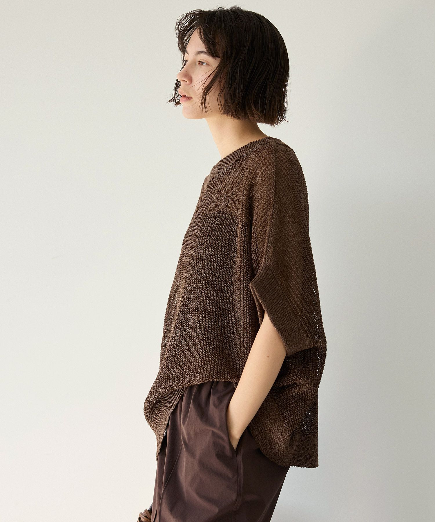 BABYLONE「ペーパーフレンチ袖プルオーバー」|ニット・セーター|