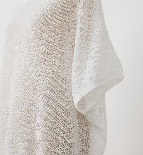  「アイレットデザインテープヤーンハーフスリーブニット」|ニット・セーター|