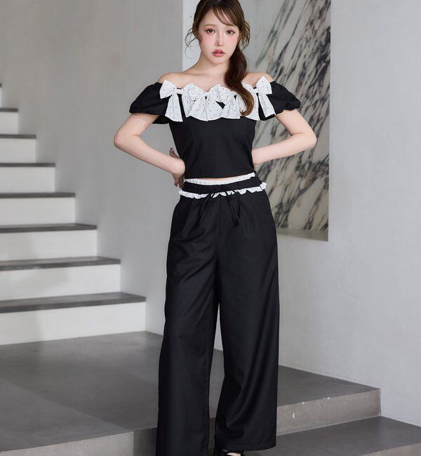  「【Black Ribbon Collection】ウエストフリルスラックス」|その他|