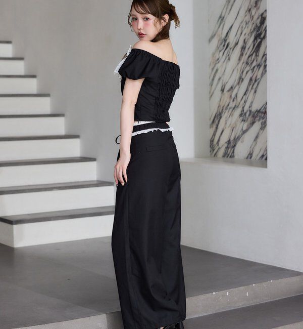  「【Black Ribbon Collection】ウエストフリルスラックス」|その他|