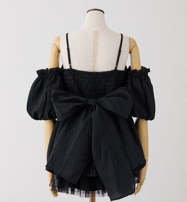  「【Black Ribbon Collection】異素材バルーンミニワンピース」|ワンピース|