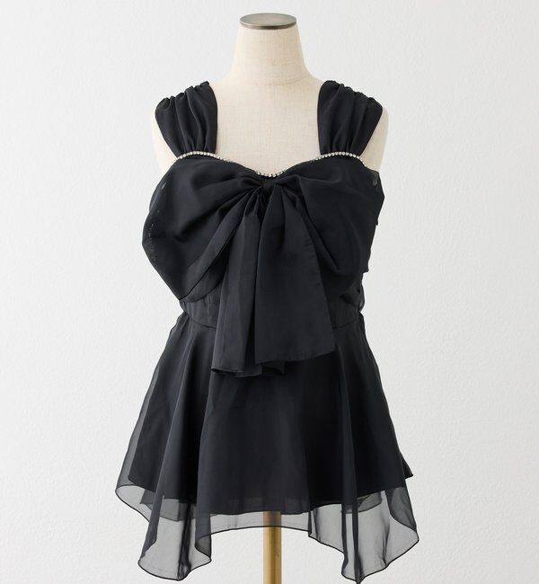  「フロントリボンチュニック」|シャツ・ブラウス|ブラック