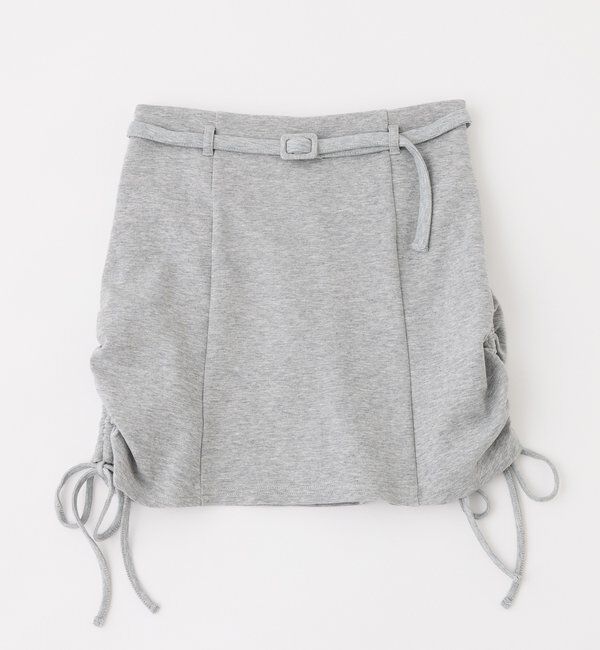  「ウエストベルト付きサイドドロストミニスカート」|スカート|