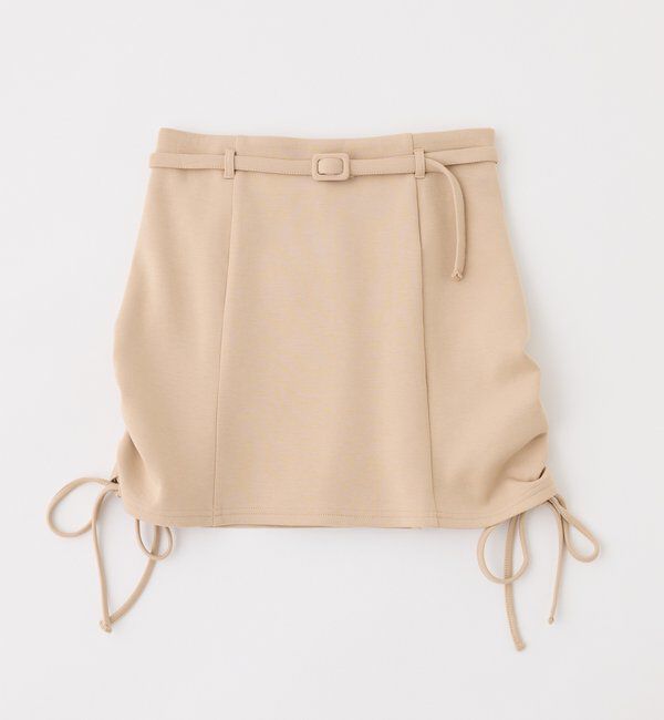  「ウエストベルト付きサイドドロストミニスカート」|スカート|ベージュ