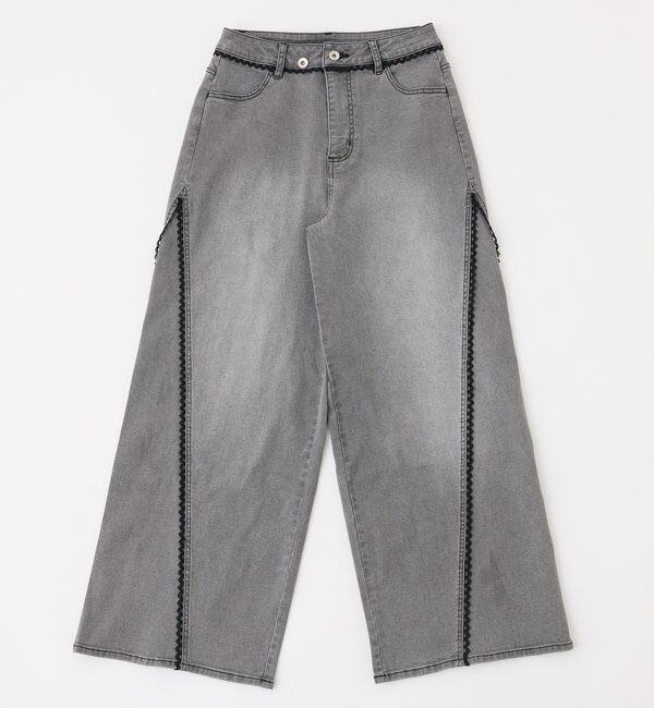  「【SMサイズ展開あり】レース付きワイドデニムパンツ」|その他|