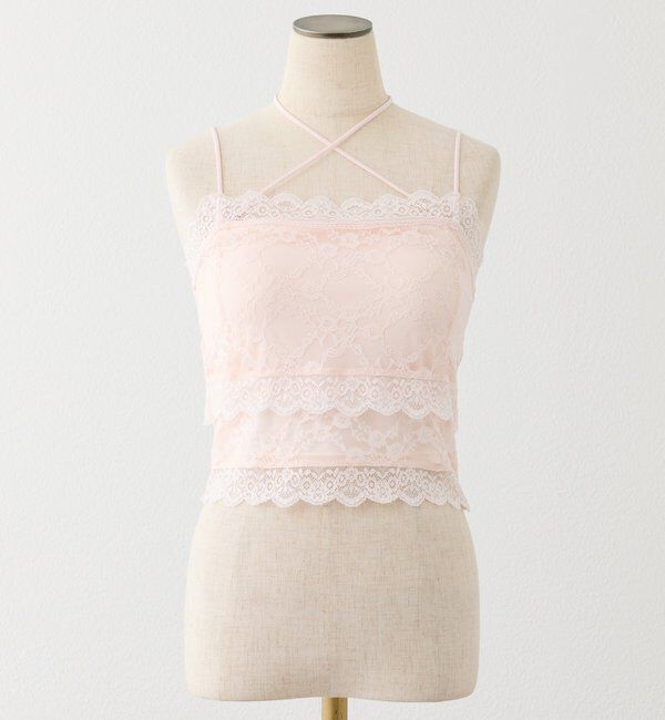  「カップ付きレースキャミソール」|プルオーバー|ピンク