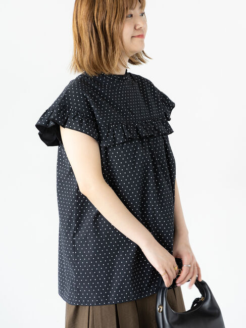 Lugnoncure「【イージーケア】無地/柄アソートフリルブラウス」|シャツ・ブラウス|オフホワイト