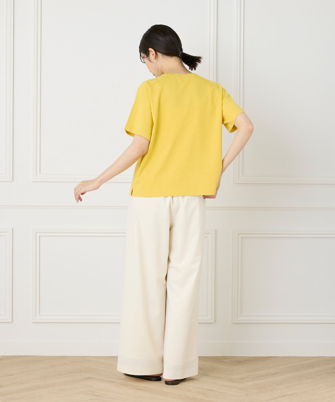 INED「《大きいサイズ》《WEB限定》Tシャツ風プルオーバーサマーニット」|ニット・セーター|