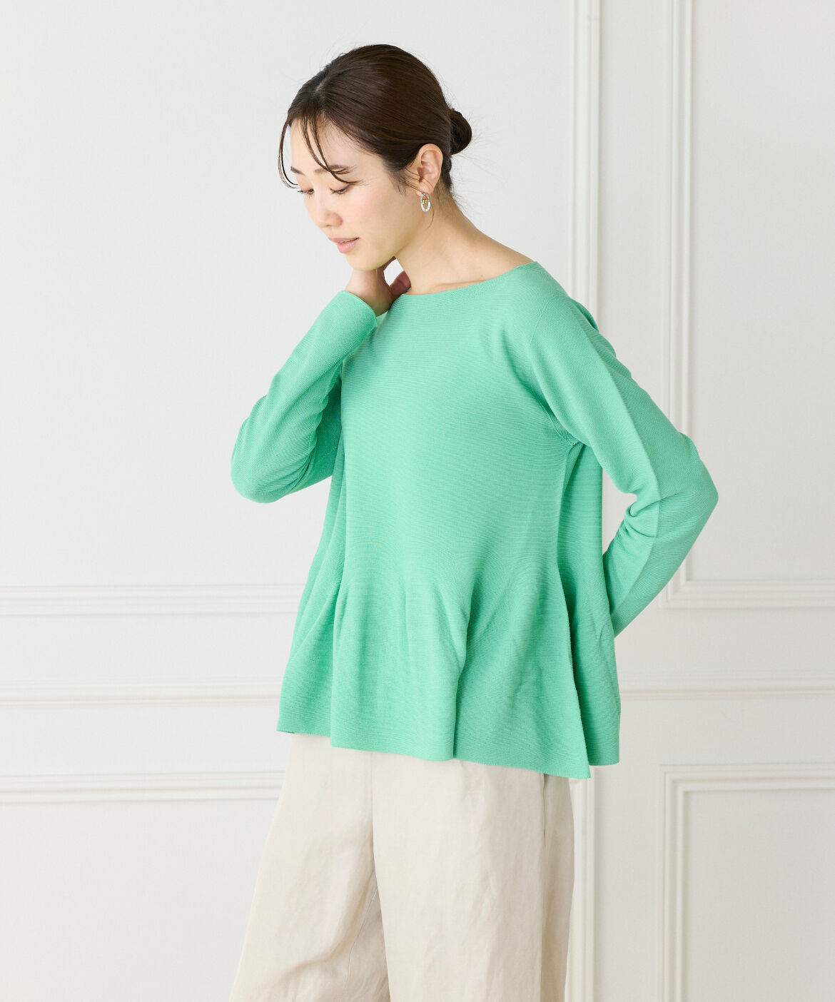 7-IDconcept.「《大きいサイズ》ヘムフレア プルオーバー」|ニット・セーター|