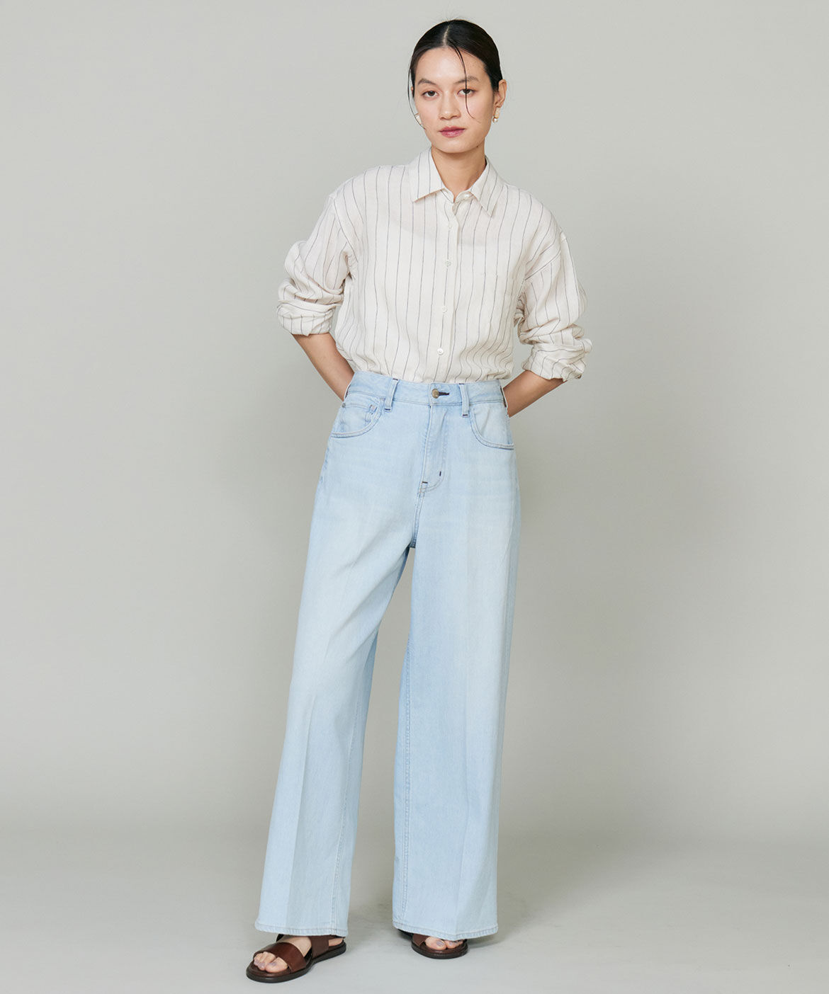 INED「《大きいサイズ》リネンレギュラーカラーシャツ」|シャツ・ブラウス|