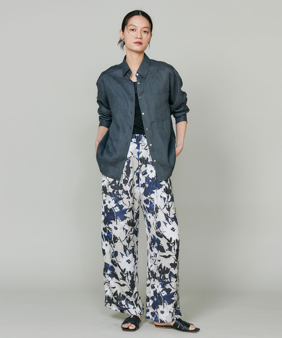 INED「《大きいサイズ》リネンレギュラーカラーシャツ」|シャツ・ブラウス|