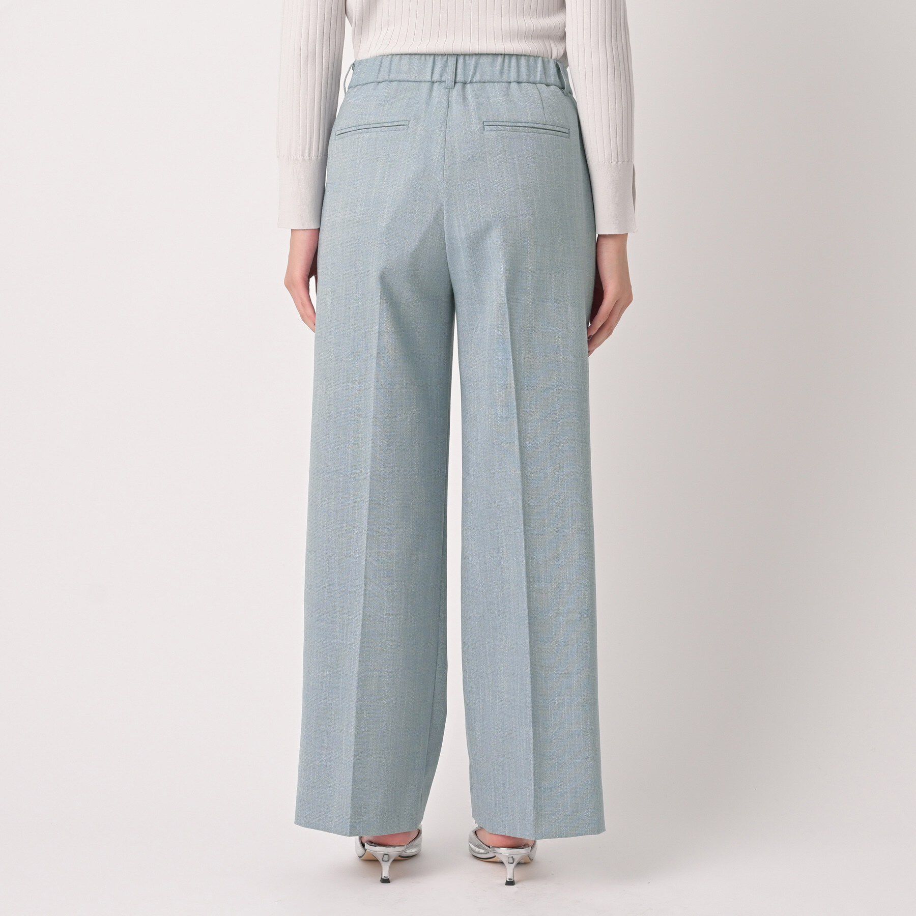 UNTITLED「【洗える/後ろウエストゴム】シャンブレーワイドパンツ」|その他|