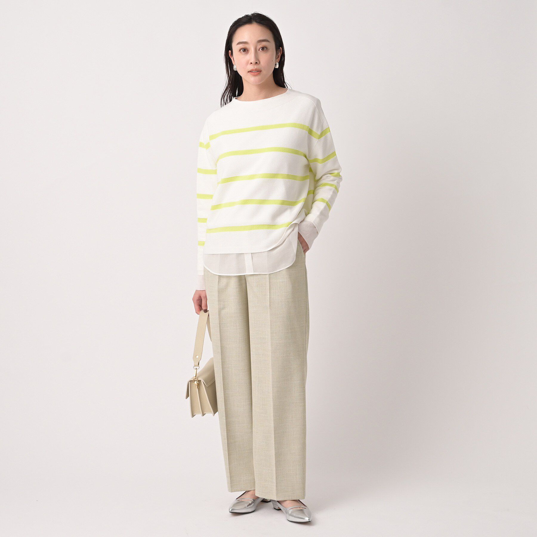 UNTITLED「【洗える/後ろウエストゴム】シャンブレーワイドパンツ」|その他|