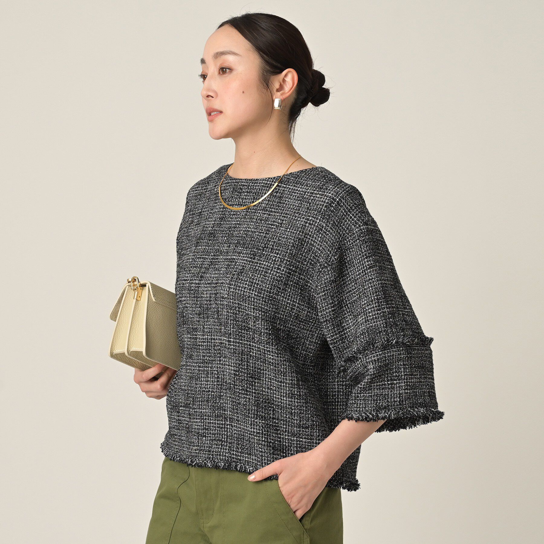 UNTITLED「【洗える】ツイードドルマンブラウス」|シャツ・ブラウス|