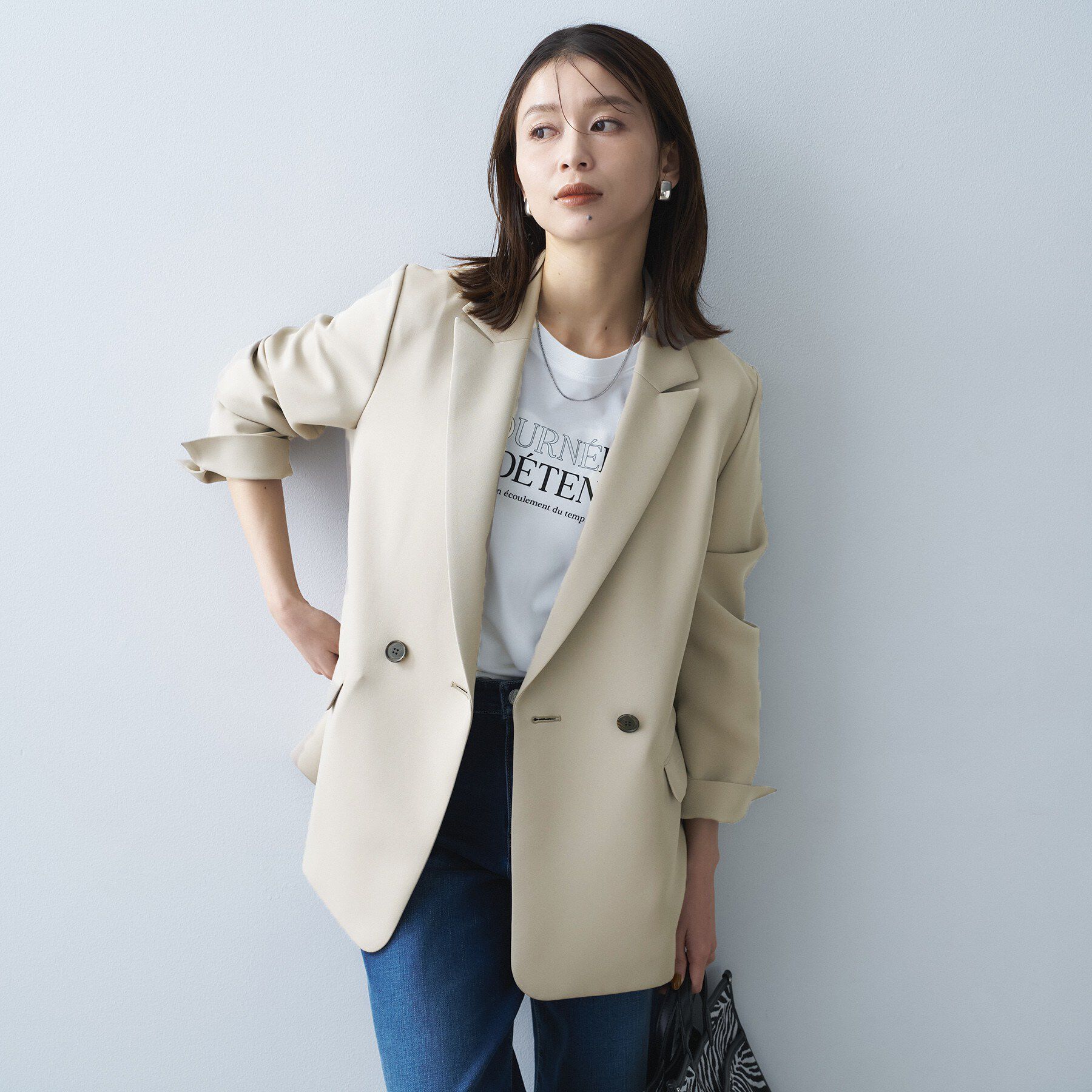 UNTITLED「【洗える/ストレッチ性】ダブルブレストジャケット」|テーラードジャケット|