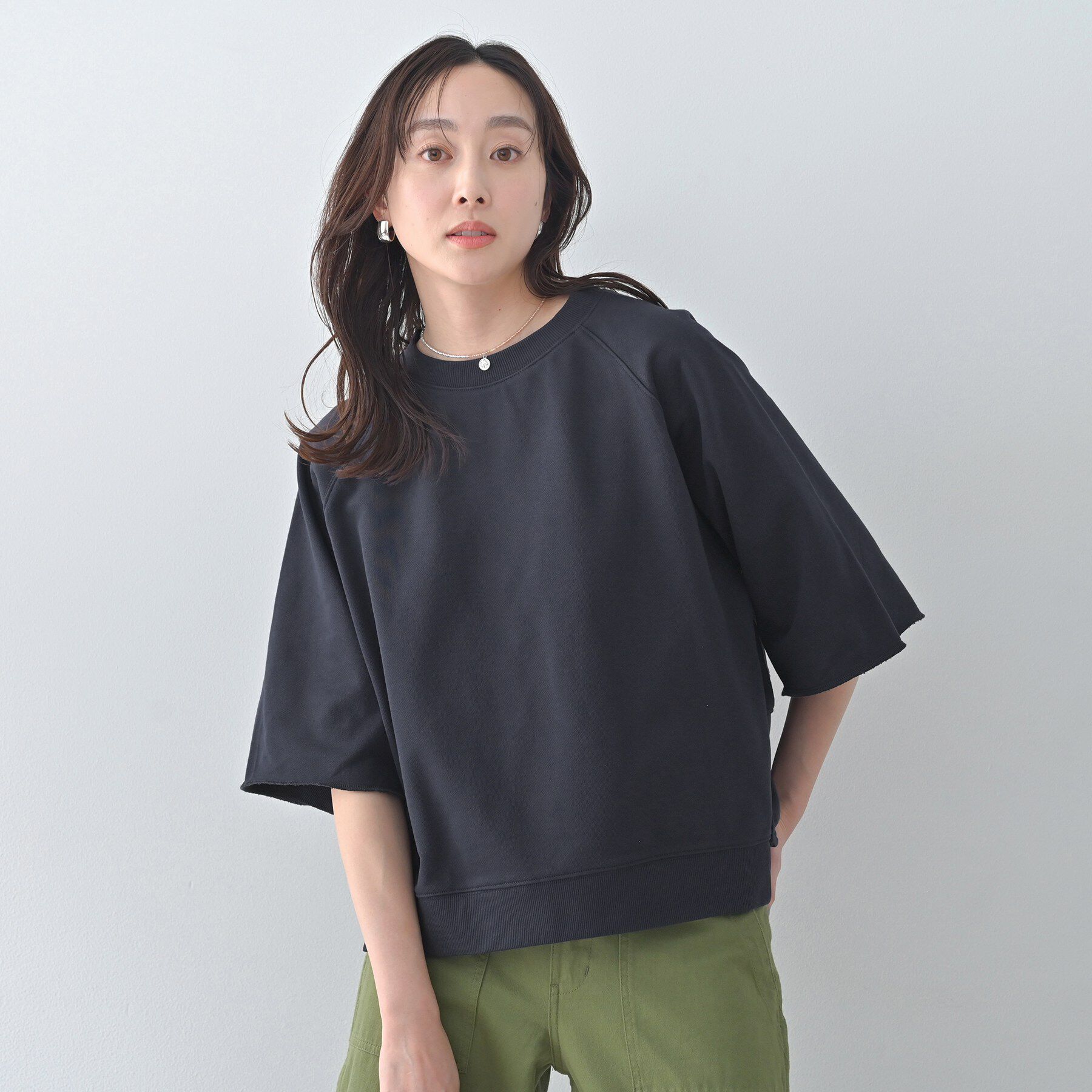 UNTITLED「【Liyoca】裏毛ハーフスリーブプルオーバー」|Tシャツ・カットソー|