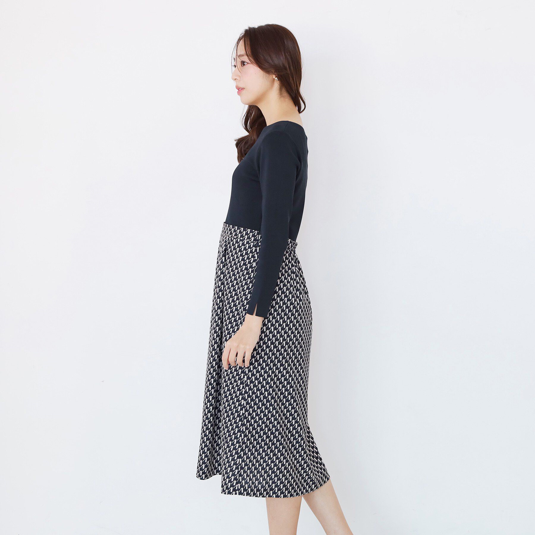 COUP DE CHANCE「【手洗い可】異素材ドッキングワンピース」|ワンピース|