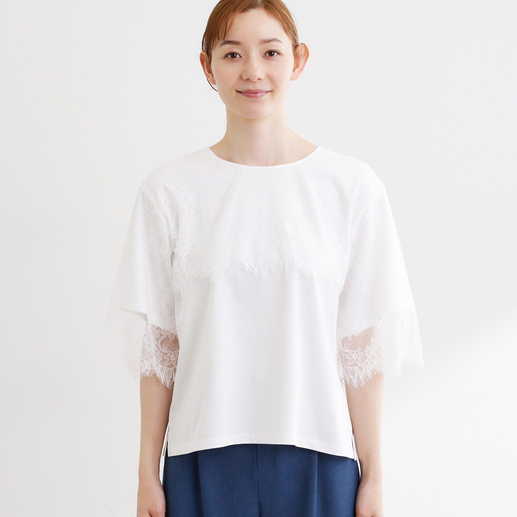 Reflect「【UVカット／接触冷感】スカラップレースジャージカットソー」|Tシャツ・カットソー|