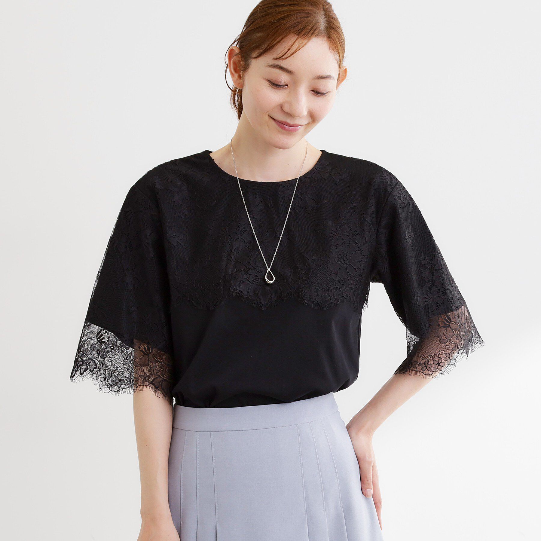 Reflect「【UVカット／接触冷感】スカラップレースジャージカットソー」|Tシャツ・カットソー|