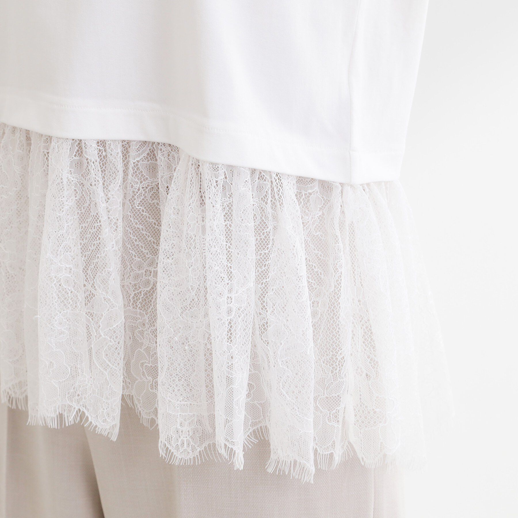 Reflect「【UVカット／接触冷感／レイヤードにおすすめ◎】レース切り替えプルオーバージャージ」|Tシャツ・カットソー|