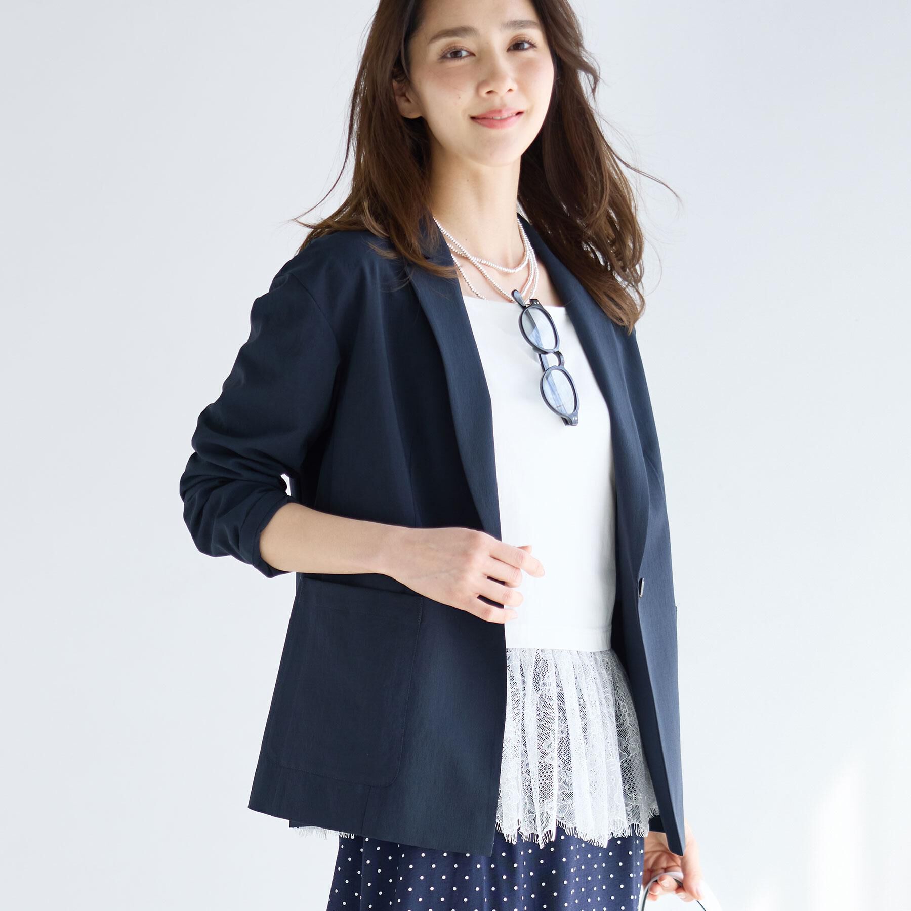 Reflect「【UVカット／接触冷感／レイヤードにおすすめ◎】レース切り替えプルオーバージャージ」|Tシャツ・カットソー|