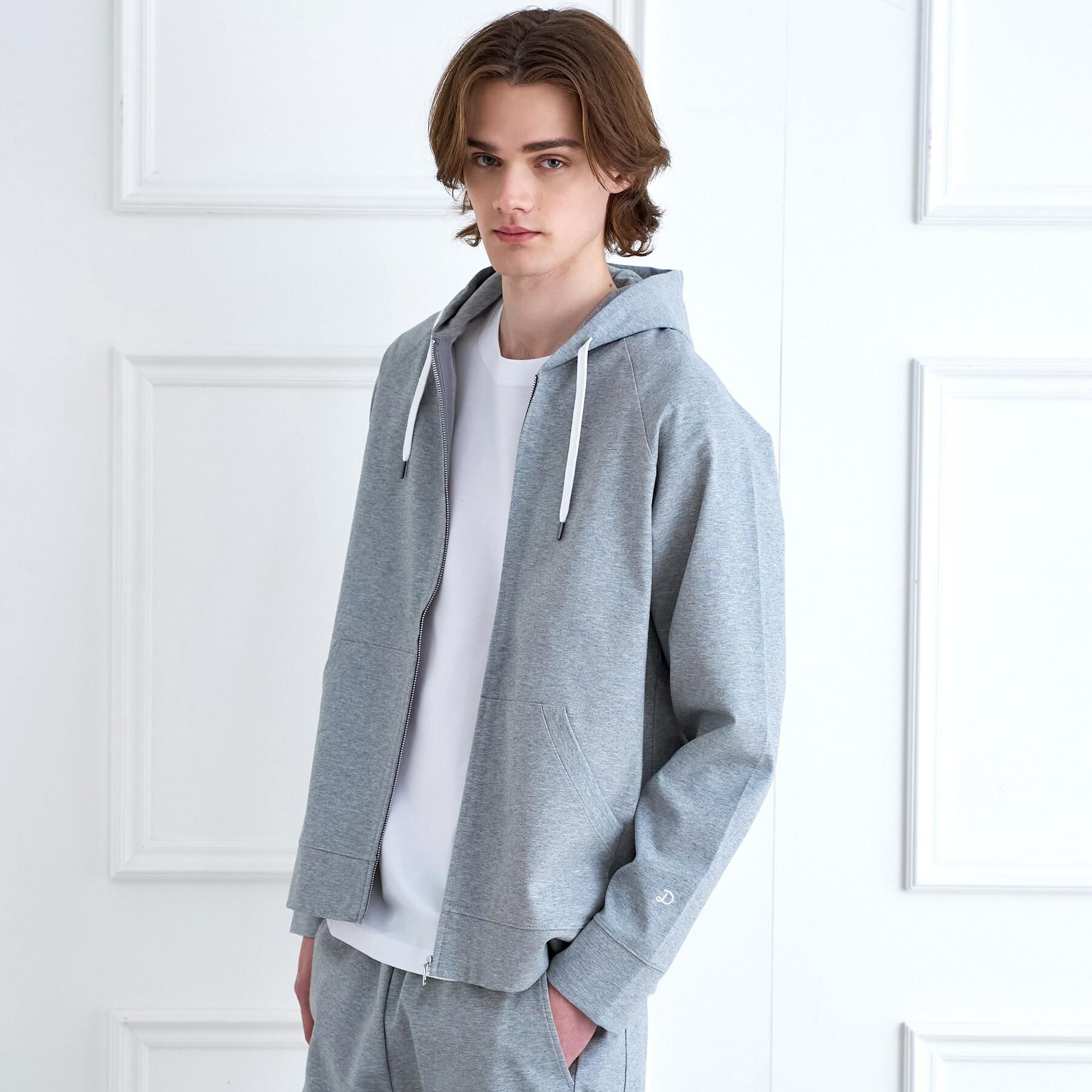 DRESSTERIOR「【接触冷感／セットアップ可】ドライタッチ ハイカウントジップアップパーカ」|パーカー|グレー(012)