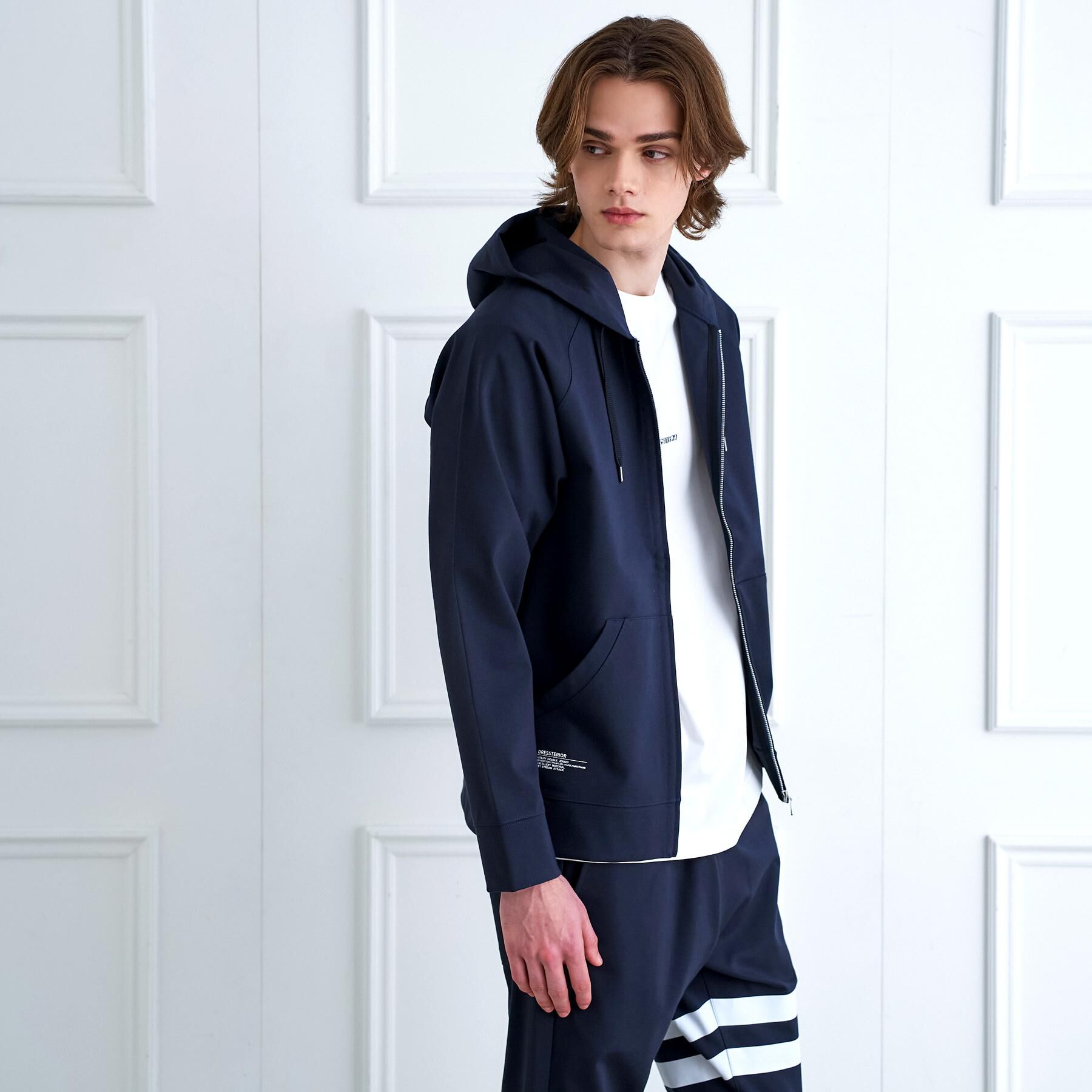 DRESSTERIOR「【接触冷感／セットアップ可】ドライタッチ ハイカウントジップアップパーカ」|パーカー|